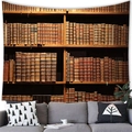 Vintage bookshelf tapestry with antique book patterns on brushed fabric for home wall decor - 100cmx70cm / Style 2(2)