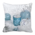 Detail of Christmas pillowcase with blue and white ornaments on soft peach skin fabric - Ice Blue Winter Christmas (28)