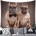 Bulldog tapestry featuring dogs with bow tie and pearl necklace for home wall decor - 12 / 100x70(Peach Skin)