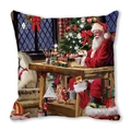 Christmas pillowcase with vintage Santa Claus and tree print on soft peach skin fabric - Santa Claus with Letter Blocks Pattern (12)