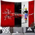 Abstract African woman wall tapestry in red, black and white tribal art style - Red Black White Spears Figures Style (4) / 100x70(Peach Skin)