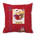 Christmas cushion cover with cute bear in Santa outfit on red snowflake background - 18x18 Inch / Gift Box Christmas Bear with Red Snowflakes Style (26)