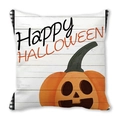 Detail eines Halloween-Zierkissens mit orangefarbenem Kürbis und Happy Halloween-Text - Happy Halloween Kürbis-Stil (3)