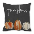 Detail view of deep gray Halloween cushion cover featuring three artistic pumpkins - Grey Pumpkin Collage Style (5)