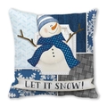 Funda de cojín navideña con diseño de retazos de muñeco de nieve y Let It Snow - 45x45 cm / Muñeco de nieve Let It Snow estilo patchwork (24)