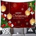 Weihnachtswandteppich mit goldenen Kugeln und Tannenzweigen auf rotem Grund - 10 / 150x100(Pfirsichhaut)