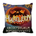 Macro shot of Halloween pumpkin pillow fabric showing clear texture and festive details - Pumpkin Alphabet Style (19)