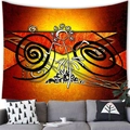 Abstract African tribal tapestry in warm orange and red tones above a grey sofa - Warm Orange Tribal Totem Style (3) / 100x70(Peach Skin)