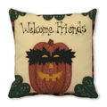 Halloween pumpkin cushion cover with Welcome Friends text on peach skin fabric - Pumpkin With Eye Mask Style (25)