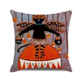 Halloween cushion cover with black cat girl on pumpkin and Trick or Treat text - Retro Purple Black Cat Girl Trick Or Treat (36)