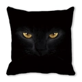Dettaglio macro della stampa del viso di gatto nero ad alta definizione su cuscino d'arredo - Primo Piano Gatto Nero Cool (4) / 45x45 cm
