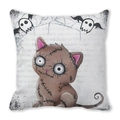 Halloween decorative square cushion with a cute voodoo zombie cat and ghost design - Stitched Zombie Cat (38)