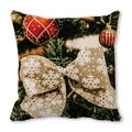 Christmas pillow cover with white snowflake bow and festive ornaments print - Snowflake Bow Style (4)