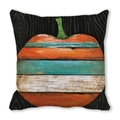 Halloween peach skin throw pillow with colorful wooden texture pumpkin pattern - Wood Grain Splicing Pumpkin Style (21)