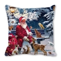 Christmas pillowcase with Santa Claus and animals in a snowy park oil painting style - Santa Claus with Various Animals Pattern (19)