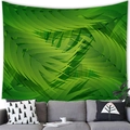 Detailed view of large tropical palm leaves tapestry hanging in a modern living room setup - 150x100(Peach Skin) / Layered Palm Leaves (6)