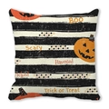 Halloween decorative pillowcase with orange pumpkin design on black and white stripes - Black & White Stripe Pumpkin Style (22)