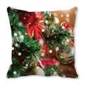 Christmas peach skin pillow case with festive tree and red bow print decoration - Red Silk Bow Christmas Tree (5)