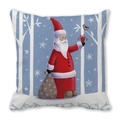 Square Christmas peach skin pillow cover featuring Santa Claus illustration in snow - 18x18 Inch / Santa and Snowy Forest Background Style (16)