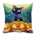 Halloween Kissenbezug mit lila schwarzer Katze und Kürbissen unter Vollmond - Lila schwarze Katze und Jack-o'-lantern (28) / 45x45 cm