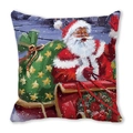 Christmas cushion cover featuring Santa Claus on a red sleigh with a gift bag - Santa Claus Sleigh and Gifts Pattern (21)