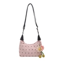 Borsa a spalla rosa a pois con trama a bolle e ciondolo a fiore per moda donna 2025 - Rosa Con Pendente