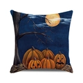 Halloween pumpkin lantern decorative throw pillow cover with moonlit night scene art - Dark Blue Night Full Moon Pumpkin (40)