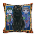 Halloween throw pillow cover featuring black cat, scarecrows, and pumpkins design - Black Cat Scarecrow Style (24)