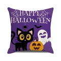 Halloween Kissenbezug in Lila mit schwarzer Katze und Kürbis für die Dekoration - Lila Schwarze Katze Kürbis Collage (18)