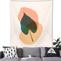Nordic Morandi style tapestry with abstract geometric blocks and green leaf pattern - 100x70(Peach Skin) / Nordic Morandi Green Leaf Style (10)