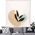 Detail of Nordic Morandi plant tapestry showing soft fabric texture and abstract leaves - 100x70(Peach Skin) / Cream Abstract Black Leaf Style (7)
