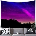 Detailed macro view of the starry night sky tapestry hung above a modern gray sofa - 100x70(Peach Skin) / Purple Gradient Starry Forest Style (20)
