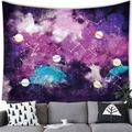 Detailed view of nebula tapestry featuring constellations above a modern grey sofa - 100x70(Peach Skin) / Nebula Constellation Planet Style (7)