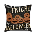 Halloween kussensloop met pompoenprint en Tales of Fright tekst op zwarte basis - Jack-o'-lantern Collectie (Zwart)