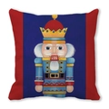 Square Merry Christmas pillowcase with Nutcracker King design on peach skin fabric - 18x18 Inch / Traditional Nutcracker King Illustration Style (37)