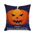 Halloween Kissenbezug mit geschnitztem Kürbis Jack-o'-Lantern auf dunkelblauem Grund - Sternennacht Große Kürbislampe (22)