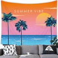 Arazzo da parete con spiaggia al tramonto e scritta Summer Vibe sopra un divano - Arte dell'atmosfera estiva (13)