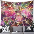 Close-up of mandala space tapestry texture with vibrant gradient cosmic star pattern - 19 / 100x70(Peach Skin)