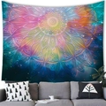 Detail of colorful geometric mandala tapestry with starry galaxy pattern on soft fabric - 17 / 100x70(Peach Skin)