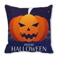 Halloween Deko-Kissenbezug mit Kürbis-Motiv und blauem Sternenhimmel-Muster - Dunkelblauer Jack-o'-lantern (22) / 45x45 cm