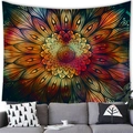 Close-up of deep space mandala tapestry hanging above a modern sofa in a living room - 16 / 100x70(Peach Skin)