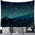 Starry night sky tapestry with blue mountains and forest over a gray sofa - 100x70(Peach Skin) / Dark Blue Mountain Forest Starry Sky Style (3)