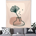 Nordic minimalist tapestry with abstract vase and leaves in Morandi pink and beige - 150x100cm / Abstract Vase & Leaf Style (2)