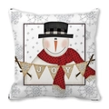 Funda de cojín navideña con diseño de muñeco de nieve, banderas JOY y tela suave - 45x45 cm / Muñeco de nieve con bufanda de lunares y chistera negra (10)