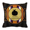 Halloween throw pillow with orange pumpkin silhouette and Happy Halloween stripes - Pumpkin Stripe Halloween Style (29)