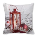 Christmas cushion cover with red lantern, candle, and forest winter ornaments - Red Handheld Lantern Style (11)