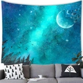 Detail of aurora starry sky tapestry with forest silhouette in a modern living room - 100X70 / Aesthetic Starry Sky (9)