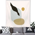 Mid-century modern abstract tapestry with black leaves and blue shapes on a wall - 150x100cm / Mid-century Modern Abstract Style (4)