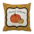 Autumn pillow cover featuring orange diamond-patterned pumpkins and Harvest Welcome text - Harvest Welcome Pumpkin Style (30)