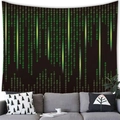 Deep starry abstract binary code wall tapestry with green digital rain for home decoration - 150x100cm / Peach Skin / Style 1 (Green Digital Rain)